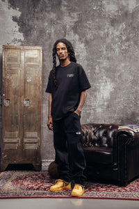 Black Ribbed Panel Joggers