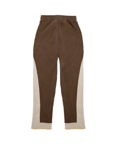 Brown Ribbed Panel Joggers